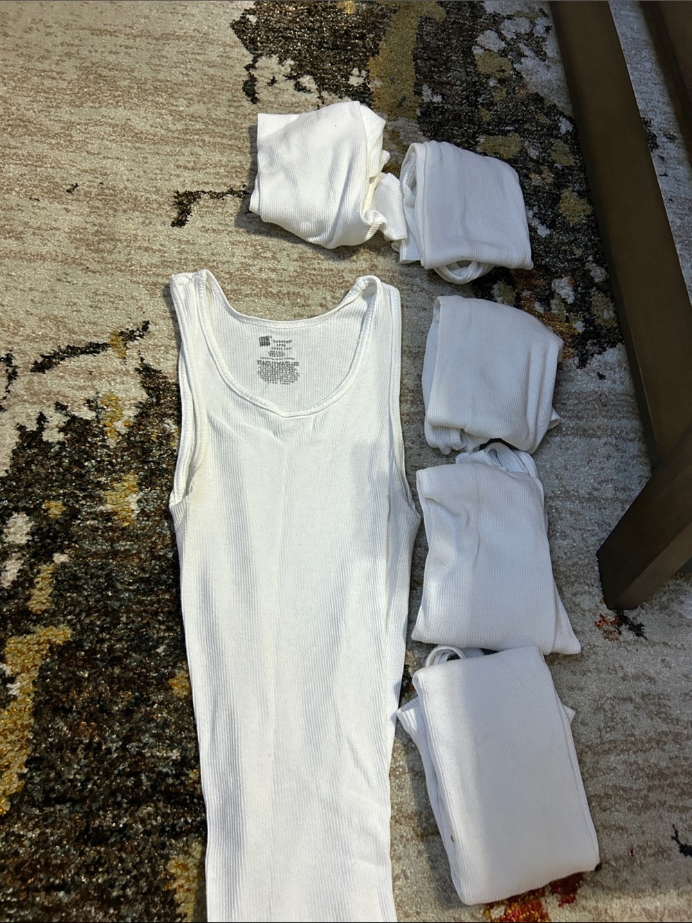 Men Hanes tee 6 pack White Ribbed Tank Top with Printed Tag